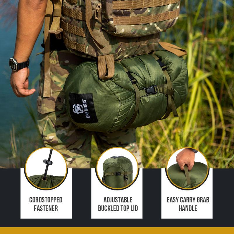 OneTigris CE-SND03-OD Sleeping Bag Compression Sack - 25L - CHK-SHIELD | Outdoor Army - Tactical Gear Shop