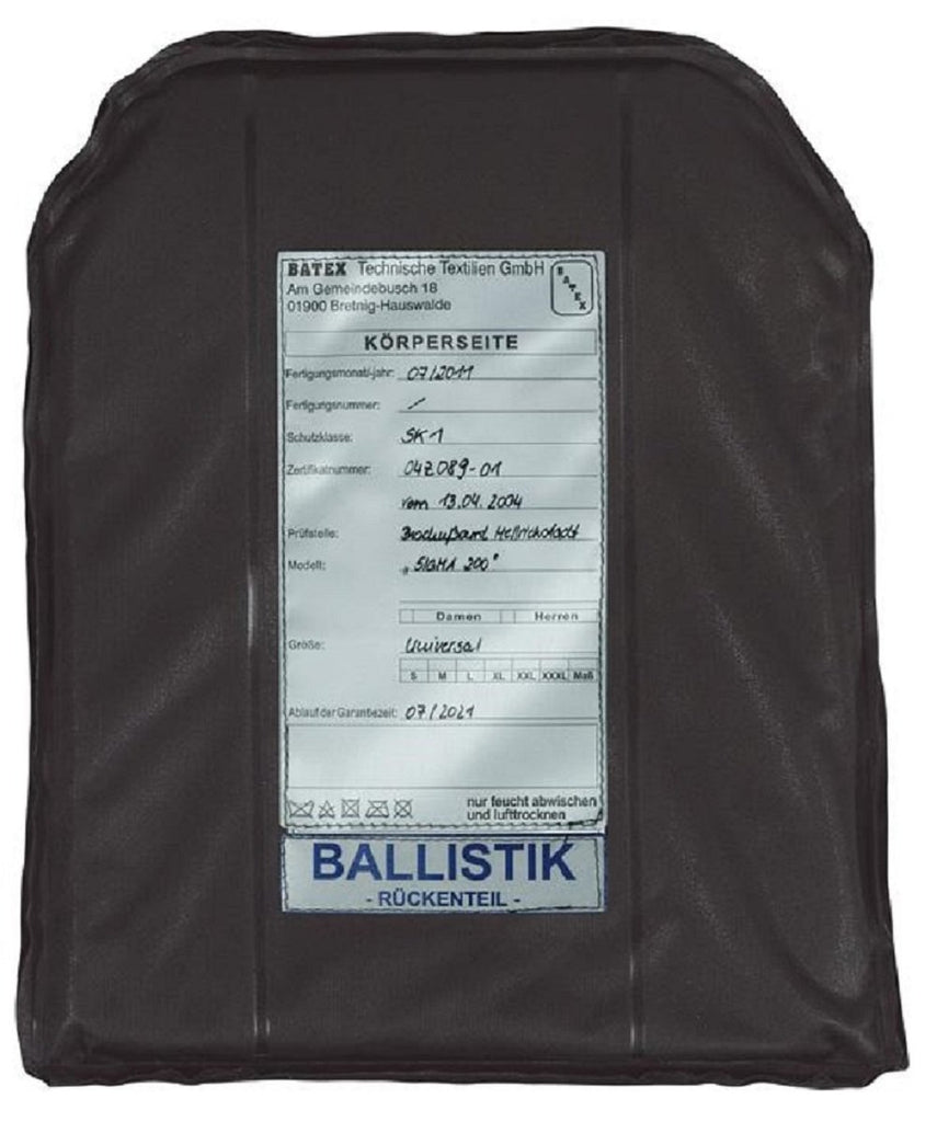 BATEX Technische Textilien GmbH Soft Armor Plate Size SK1 Black CHK-SHIELD | Outdoor Army - Tactical Gear Shop.