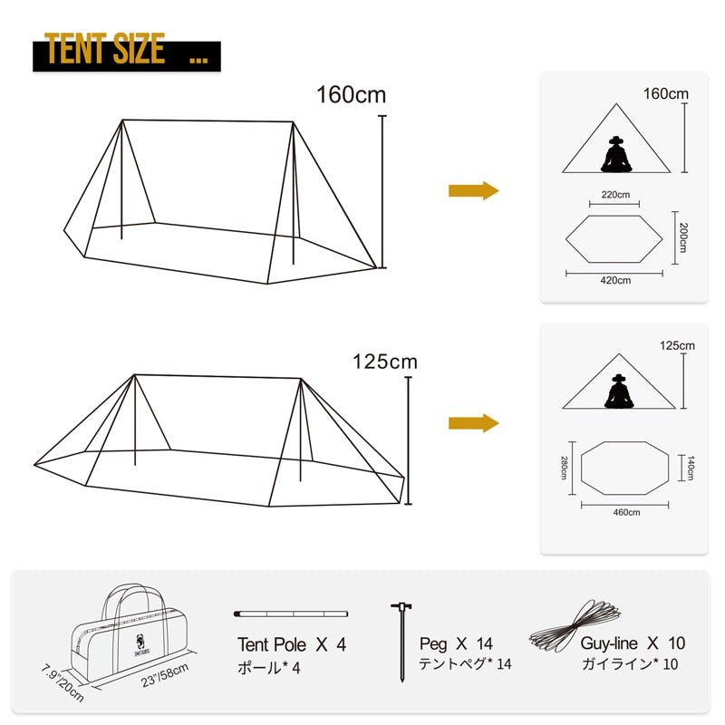 OneTigris CE-BHS04-TC-A ROC SHIELD Bushcraft Tent - CHK-SHIELD | Outdoor Army - Tactical Gear Shop