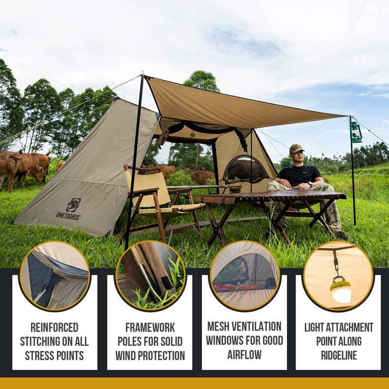 OneTigris CE-BHS07 OUTBACK RETREAT Camping Tent - CHK-SHIELD | Outdoor Army - Tactical Gear Shop