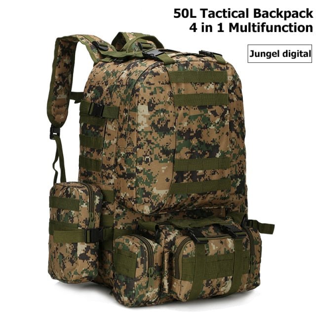 VEQSKING 81019 4 in 1 Tactical Backpack - 50L - CHK-SHIELD | Outdoor Army - Tactical Gear Shop