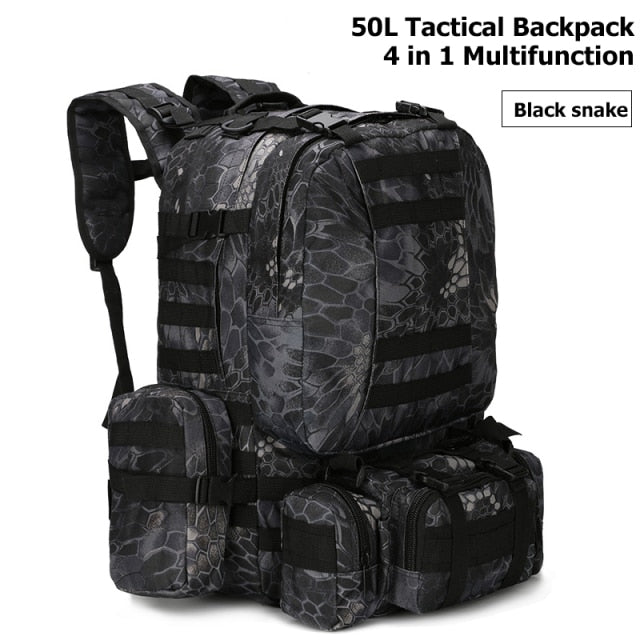VEQSKING 81019 4 in 1 Tactical Backpack - 50L - CHK-SHIELD | Outdoor Army - Tactical Gear Shop