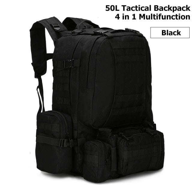 VEQSKING 81019 4 in 1 Tactical Backpack - 50L - CHK-SHIELD | Outdoor Army - Tactical Gear Shop