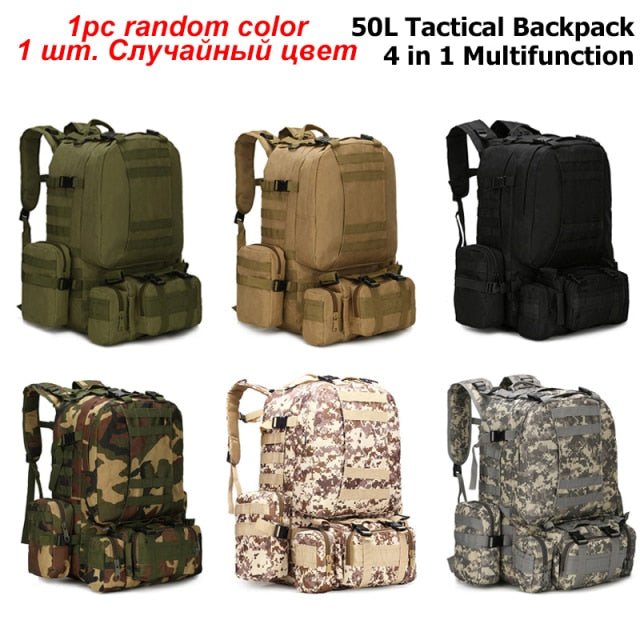 VEQSKING 81019 4 in 1 Tactical Backpack - 50L - CHK-SHIELD | Outdoor Army - Tactical Gear Shop