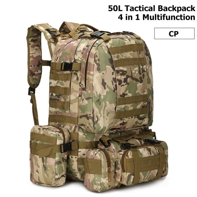 VEQSKING 81019 4 in 1 Tactical Backpack - 50L - CHK-SHIELD | Outdoor Army - Tactical Gear Shop