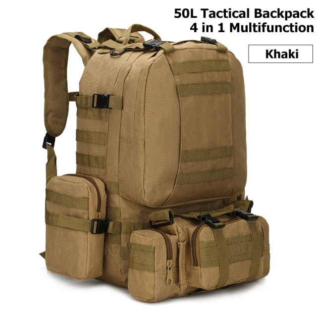 VEQSKING 81019 4 in 1 Tactical Backpack - 50L - CHK-SHIELD | Outdoor Army - Tactical Gear Shop