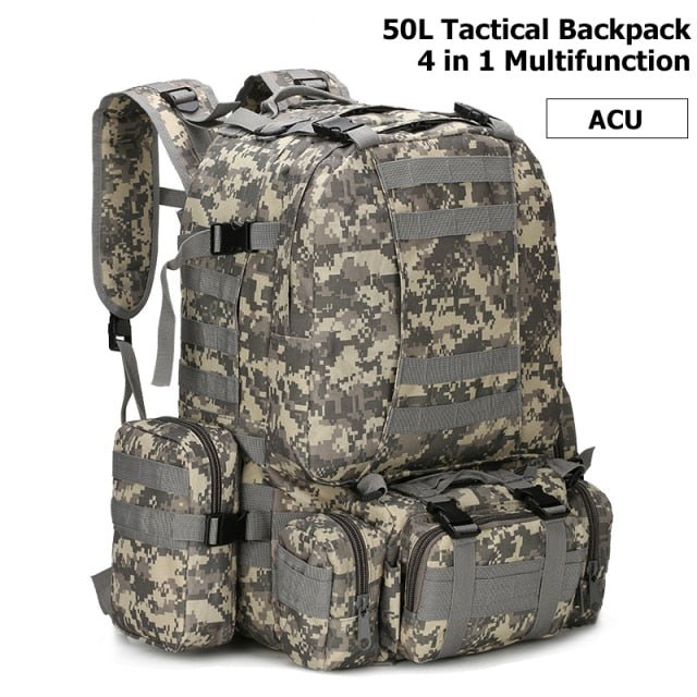 VEQSKING 81019 4 in 1 Tactical Backpack - 50L - CHK-SHIELD | Outdoor Army - Tactical Gear Shop